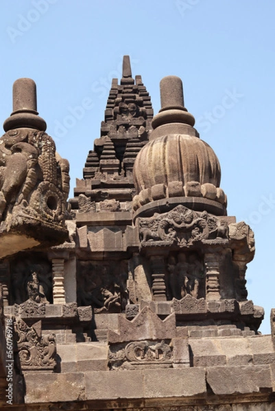 Fototapeta prambanan temple with clear sky background on a sunny day in Indonesia