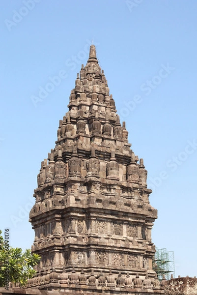 Fototapeta prambanan temple with clear sky background on a sunny day in Indonesia