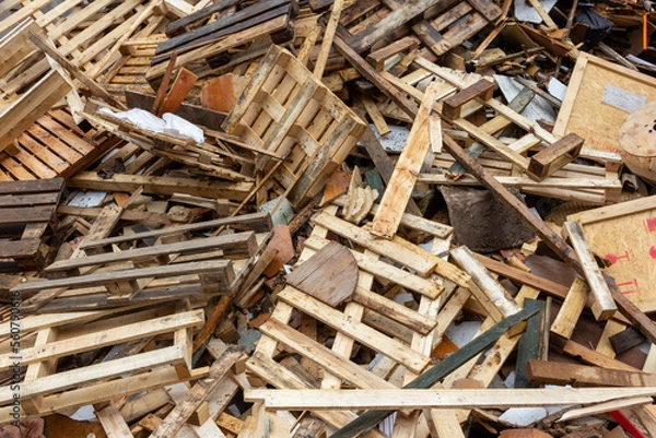 Obraz Holzabfall Paletten Bauschutt