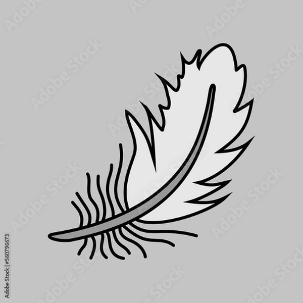 Obraz Feather vector grayscale icon. Farm animal sign