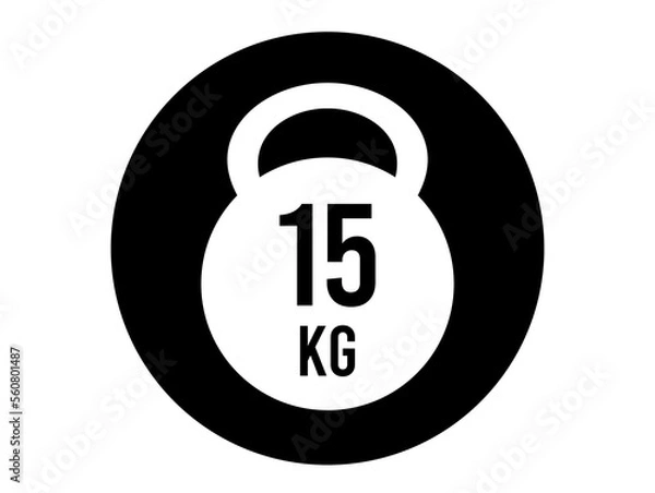 Fototapeta 15 kg weight icon. Vector weight in kilograms isolated on white background