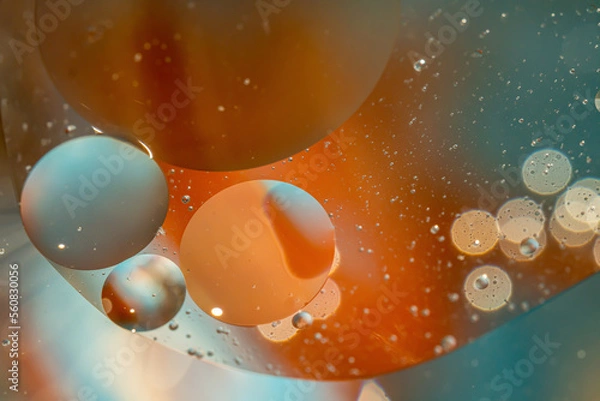 Obraz Bubbles of oil in the water. Balloons, eyes, balls, colors.
Abstraction - Cosmos - Planets.