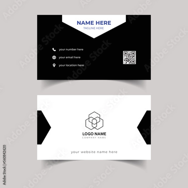 Fototapeta Creative and professional business card design.Double-sided creative business card template. Modern simple business card with white and black colors.