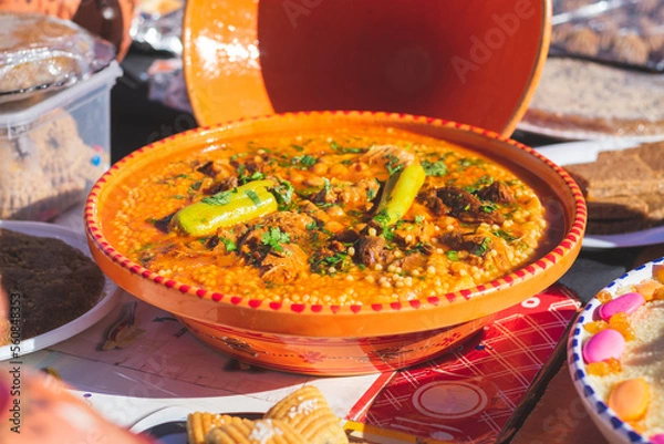 Obraz Celebrating the Amazing new year with traditional berber dish Berkoukes