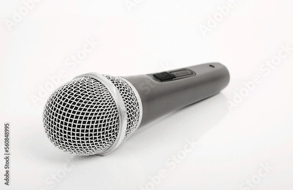 Fototapeta Gray studio microphone white background
