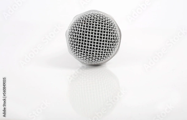 Fototapeta Gray microphone head white background