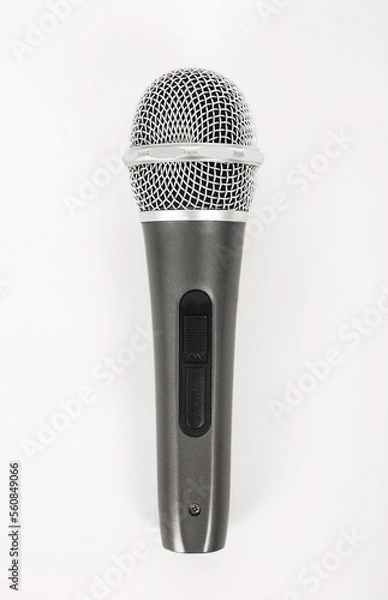 Fototapeta Gray studio microphone white background