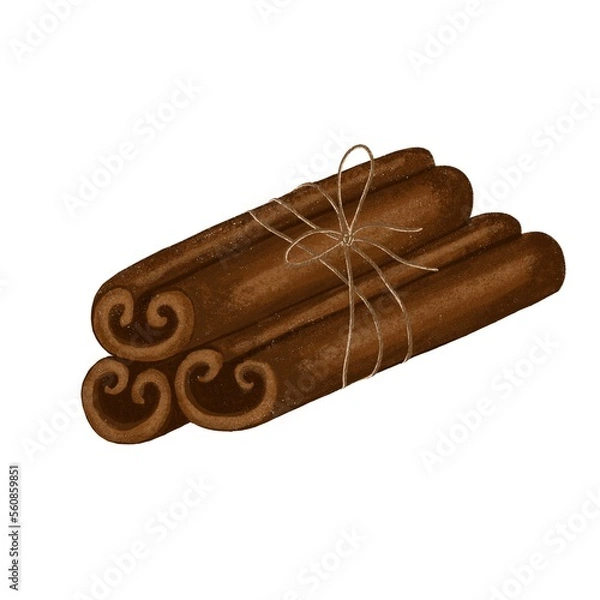 Fototapeta Cinnamon. Cinnamon sticks or Christmas mulled wine and spicy delicious drinks clipart.