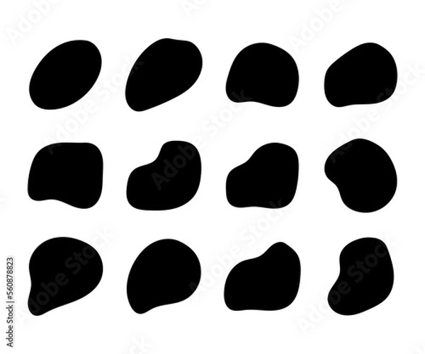 Fototapeta Abstract black blob shapes. Silhouette liquid shape illustration set