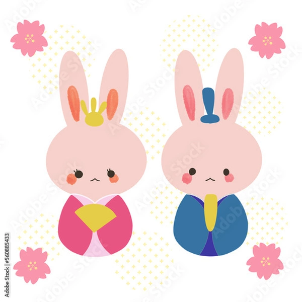 Obraz 可愛いうさぎのひな祭りイラスト