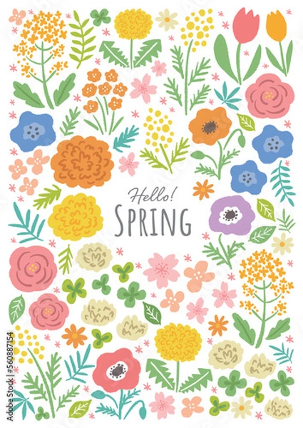 Obraz 春の花のイラストセット