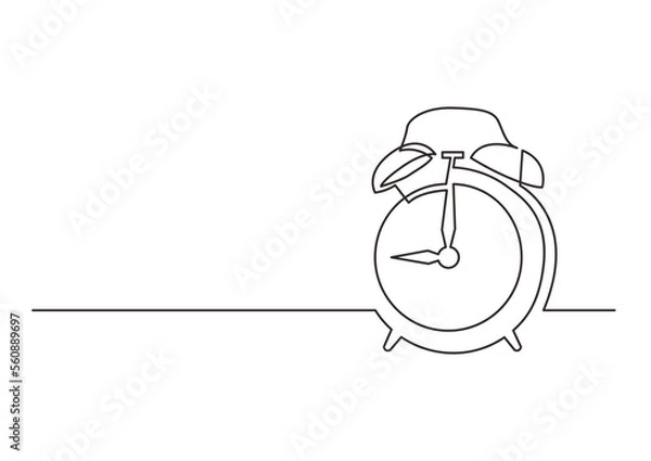 Fototapeta continuous line drawing alarm clock - PNG image with transparent background