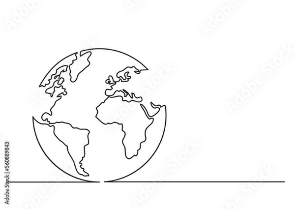 Obraz continuous line drawing globe - PNG image with transparent background