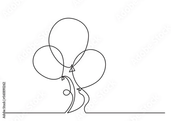 Fototapeta one line isolated vector object air balloons - PNG image with transparent background
