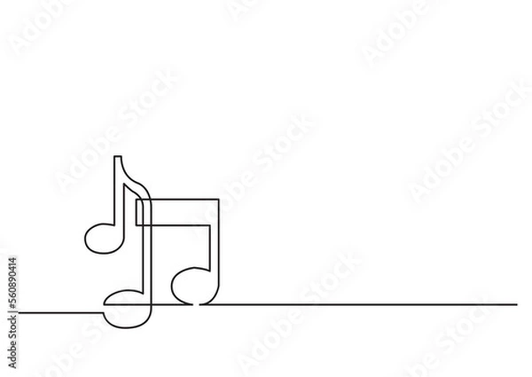 Fototapeta one line isolated vector object music notes - PNG image with transparent background