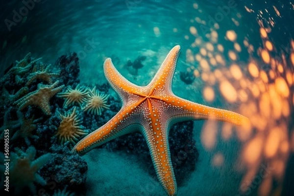 Obraz Starfish underwater on a ocean floor