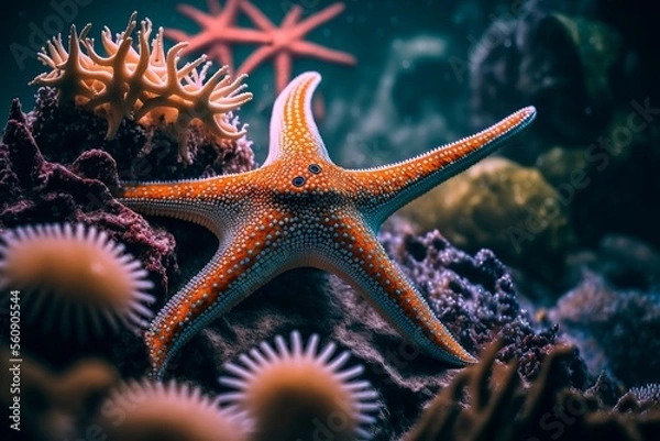 Obraz Starfish underwater on a ocean floor