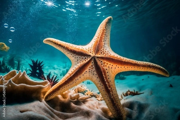 Obraz Starfish underwater on a ocean floor