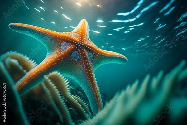 Obraz Starfish underwater on a ocean floor