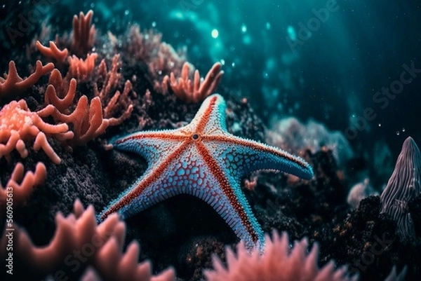 Obraz Starfish underwater on a ocean floor