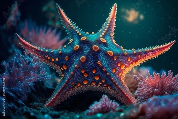 Obraz Starfish underwater on a ocean floor