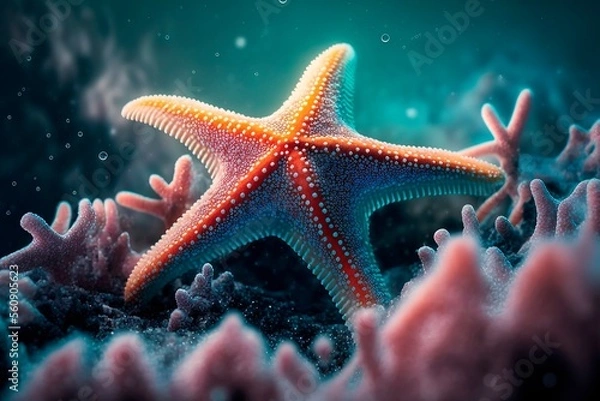 Obraz Starfish underwater on a ocean floor