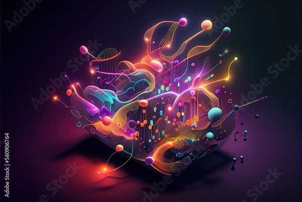 Fototapeta digital colorful flow chart management prozess connected lab created with generative ai technology