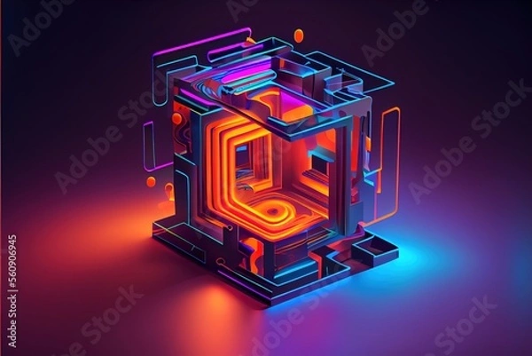 Fototapeta digital colorful flow chart management prozess connected lab created with generative ai technology