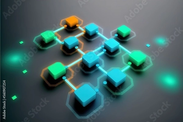 Fototapeta digital colorful flow chart management prozess connected lab created with generative ai technology