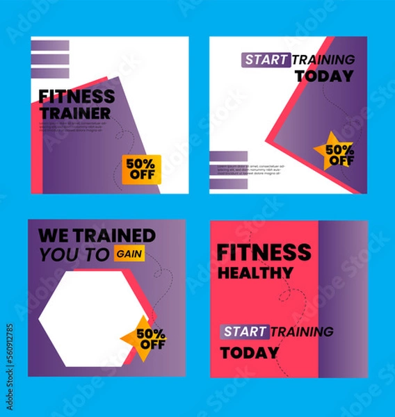 Obraz Fitness gym social media post and web banner