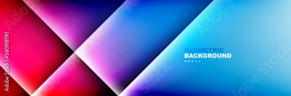 Fototapeta Abstract background - squares and lines composition created with lights and shadows. Technology or business digital template. Trendy simple fluid color gradient abstract background