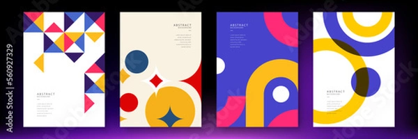 Obraz Abstract geometric poster cover design with minimal futuristic corporate concept. Geometric shape. Design elements for poster, magazine, book cover, brochure. Retro futuristic art design. Flat color