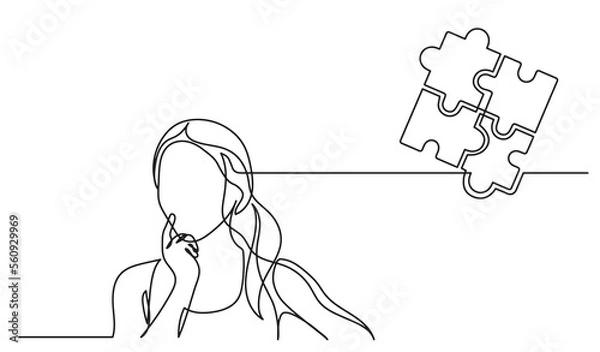 Obraz one line drawing of person thinking solving problems finding solutions  drawing  diagram  - PNG image with transparent background