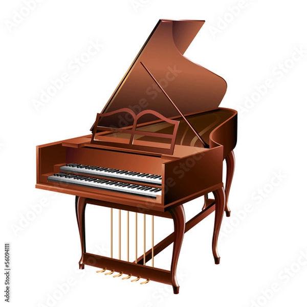 Obraz Classical clavecin, isolated on white background