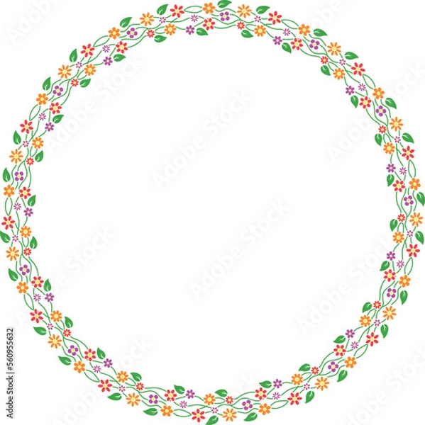 Obraz Round border frame with flowers