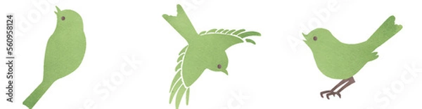 Obraz 緑の小鳥のイラスト