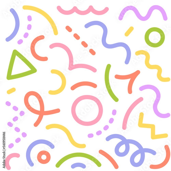 Fototapeta Bright colored lines pattern. Abstract background doodle of thick colored lines. Editable outline stroke. Vector illustration.