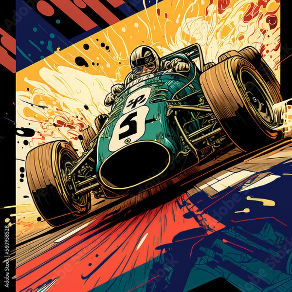 Fototapeta Comic style race car design
