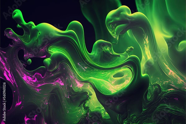 Fototapeta Acid waves background, Generative AI