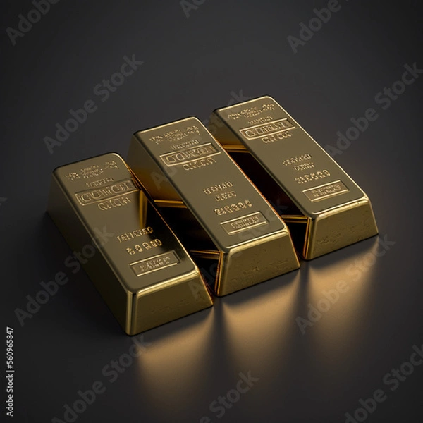 Obraz Gold Bars on a Dark Gray Background