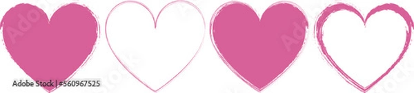 Fototapeta vector illustration of pink brush painted stamp heart frame banner - Valentine's Day concept