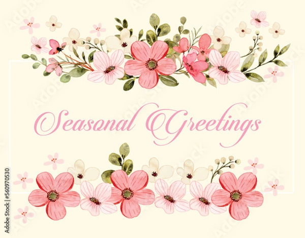 Obraz Hand drawn floral art background template vector.	