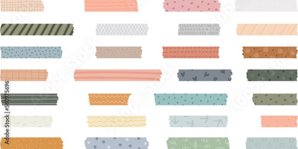 Fototapeta Ready to use abstract pattern digital washi tapes. Digital stickers for bullet journaling or planning. Hand-drawn abstract pattern. Vector art