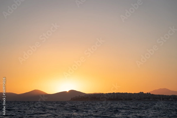 Fototapeta Sunset over Athens bay