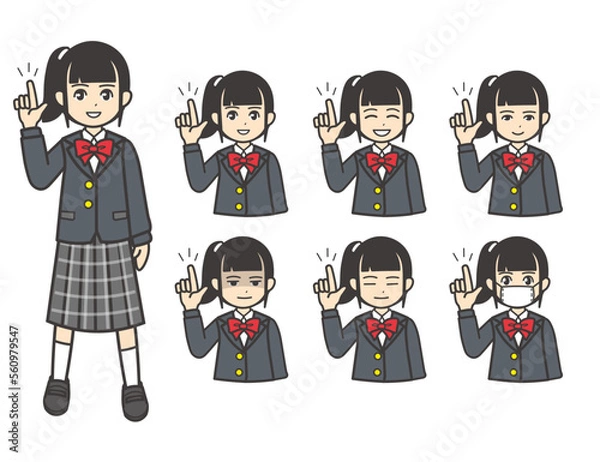 Obraz ブレザー  女子学生 ワンポイント 01