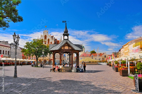 Fototapeta Historic well in the market square in Rzeszow, Subcarpathian Voivodeship, Poland
