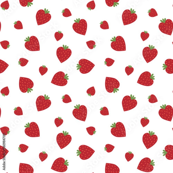 Obraz Seamless pattern of a heart shaped strawberries . All over print