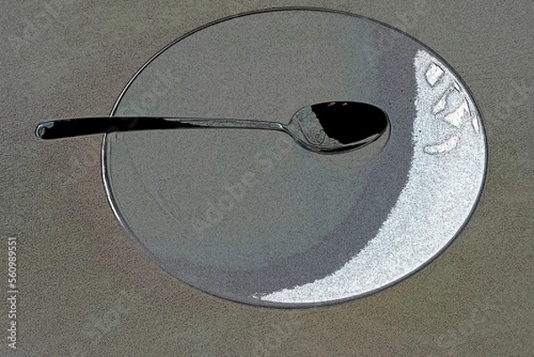 Fototapeta plate with spoon on the table