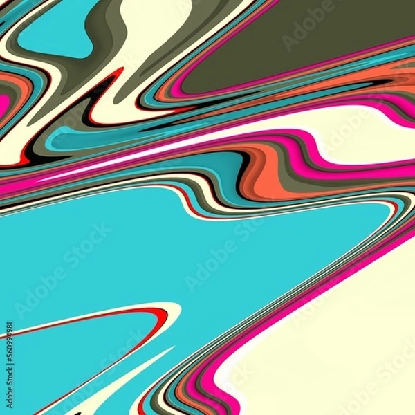 Obraz Multicolored waves, fluid lines, rainbow, decorative forms, abstract background