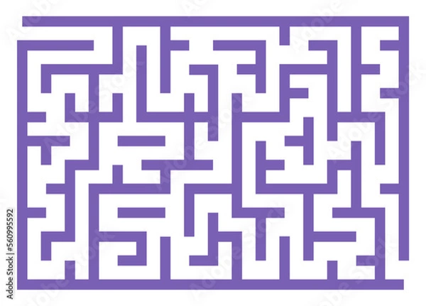 Obraz Abstract maze. Find right way. Isolated simple square maze black line on white background. Vector illustration.